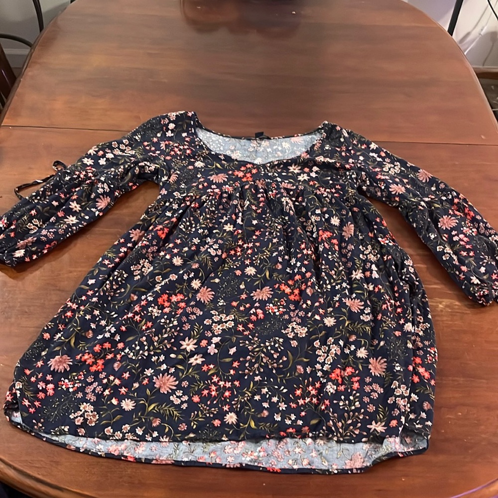 American Eagle Navy Blue Floral Baby Doll Dress Size L